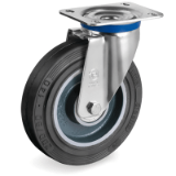 SRP/M - "SIGMA ELASTIC" rubber wheels, cast iron centre, swivel top plate bracket type "M"