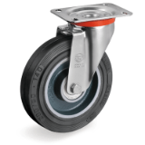 SRP/NL - "SIGMA ELASTIC" rubber wheels, cast iron centre, swivel top plate bracket type "NL"