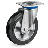 SRP/M - "SIGMA ELASTIC" rubber wheels, aluminium centre, swivel top plate bracket type "M"