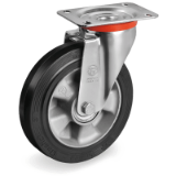 SRP/NL - "SIGMA ELASTIC" rubber wheels, aluminium centre, swivel top plate bracket type "NL"