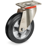 SRP/P - "SIGMA ELASTIC" rubber wheels, aluminium centre, swivel top plate bracket type "P"
