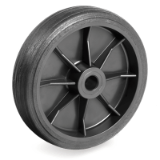 Injection moulded rubber wheels, polypropylen centre